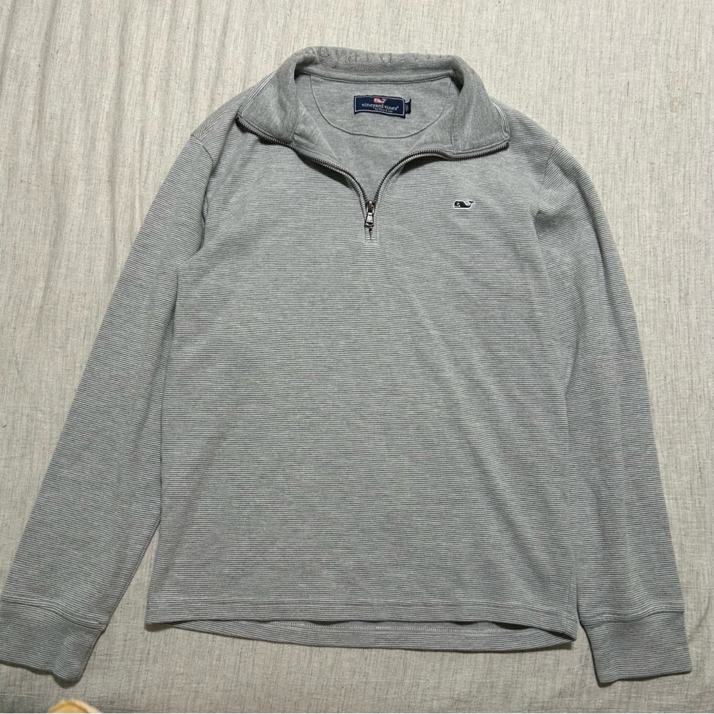 Vineyard Vines Men's Gray Quarter Zip-Up Sweater